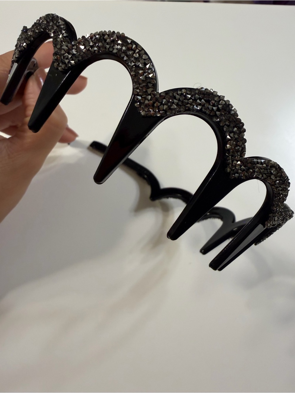 Black Rhinestone Scallop Hair Comb - Sparkling Accent